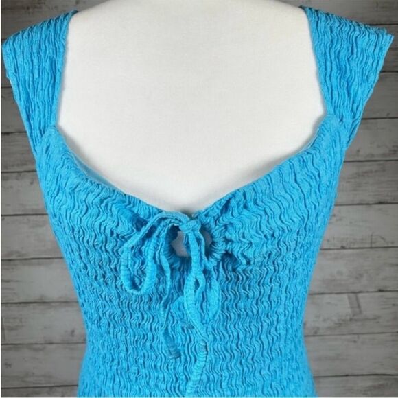 Free People beach Blue Eleni Bodycon Midi Dress Size Small - Picture 5 of 8